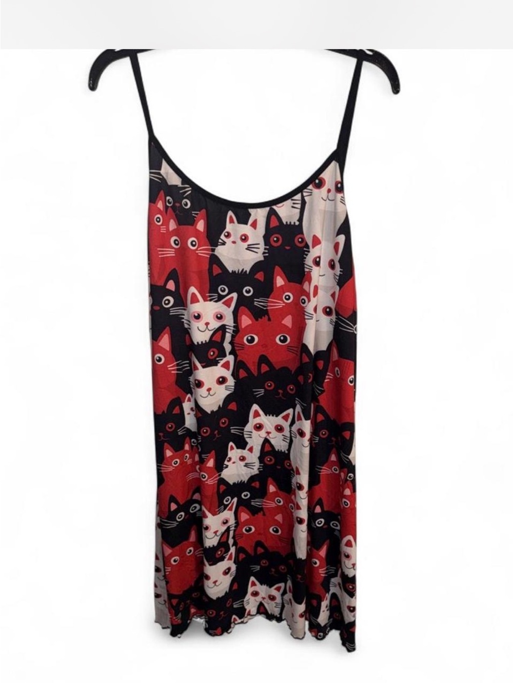 Women’s Red & Black Cat Print Midi Dress